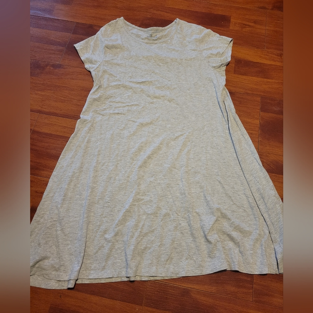 Knee length tshirt grey dress. Slinky and soft! Size L.